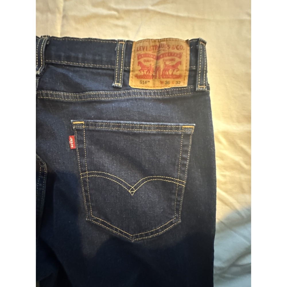 Levi's 514 Straight Leg Jeans Mens 36x32 Dark Wash Excellent Stretch Denim